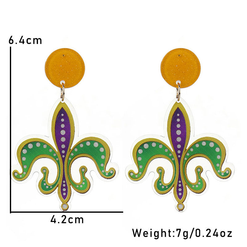 Wholesale Carnival Multi-layered Leaf  Mardi Gras Earrings
