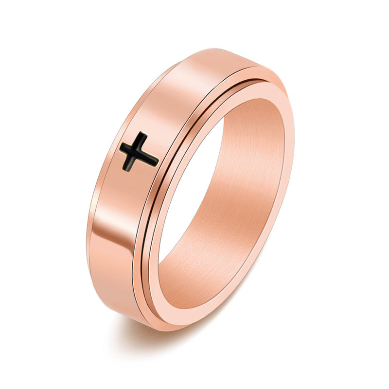 Wholesale Titanium Steel Simple Cross Rotatable Decompression Ring