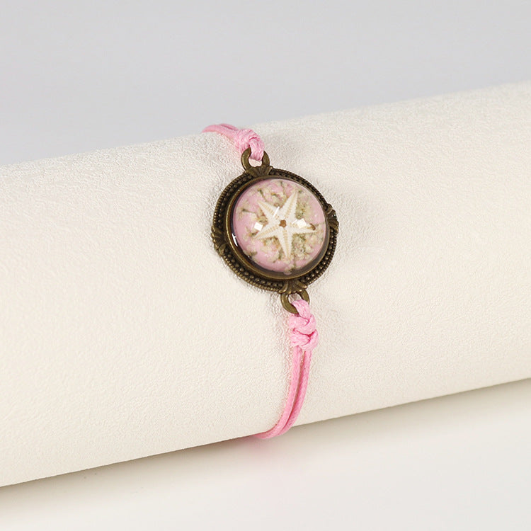 Wholesale 12pcs Wax Rope Vintage Starfish Natural Resin Bracelet