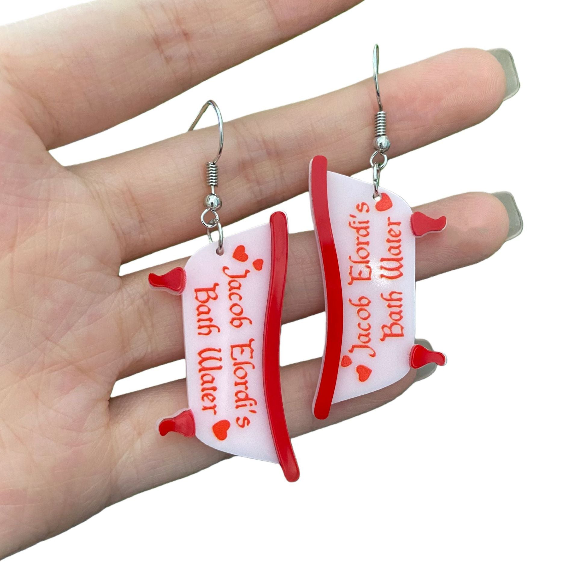 Wholesale Valentine' s Day series cute pink bathtub acrylic patchwork earrings with English letters