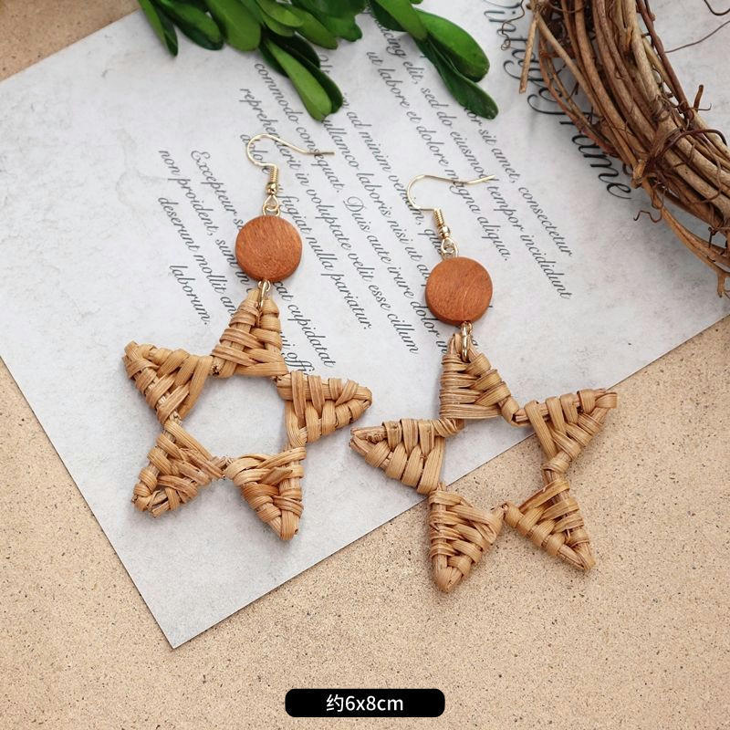 Wholesale Bohemian Leisure Holiday Rattan Earrings