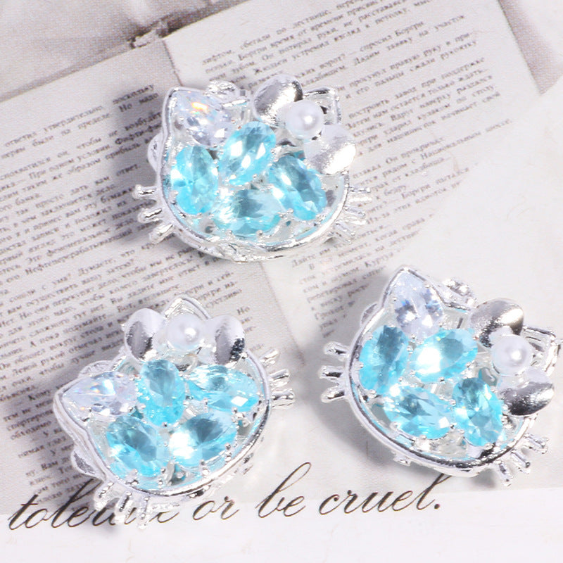 Wholesale Cat Rhinestone Straight Hole Loose Bead DIY