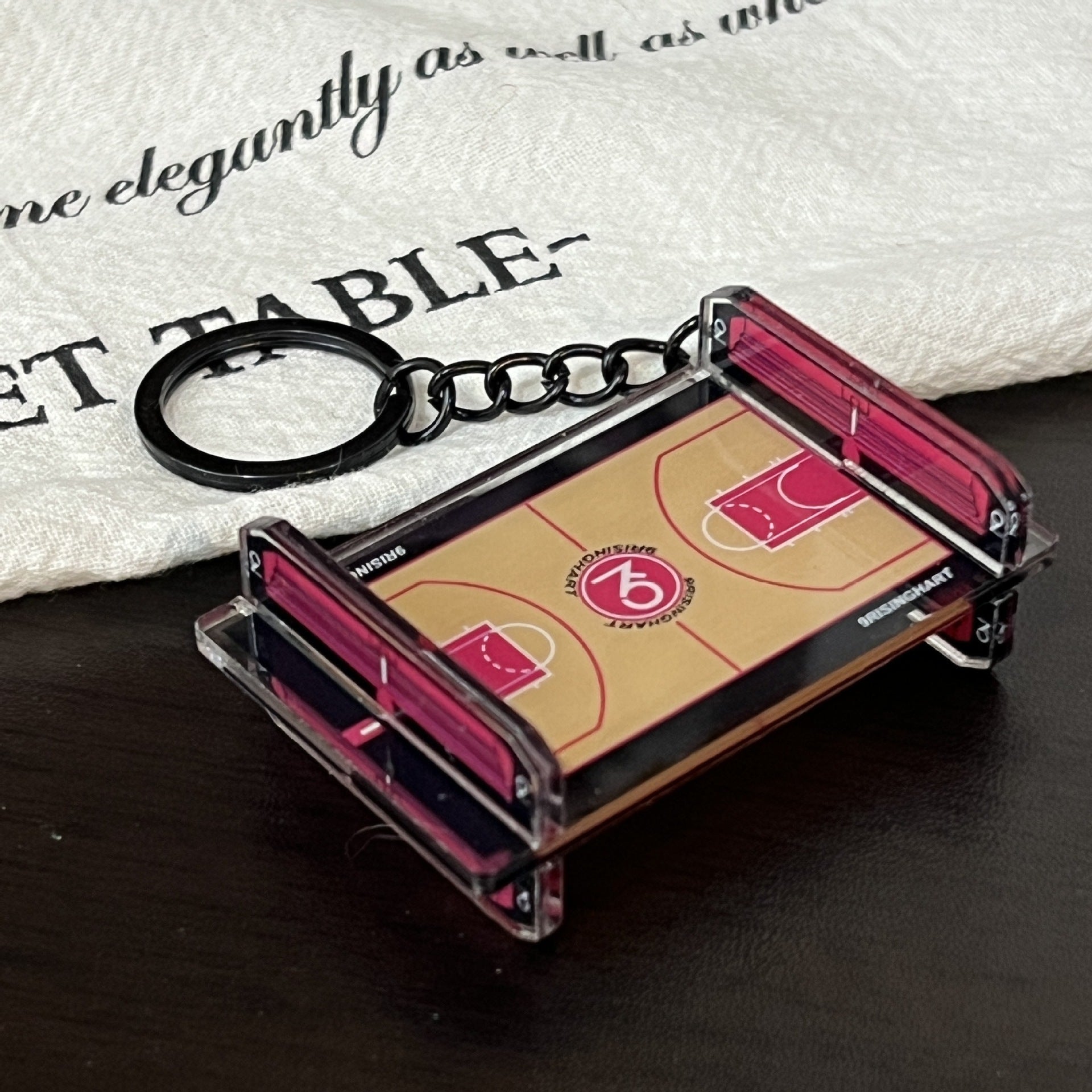 Wholesale Acrylic sports basketball court keychain