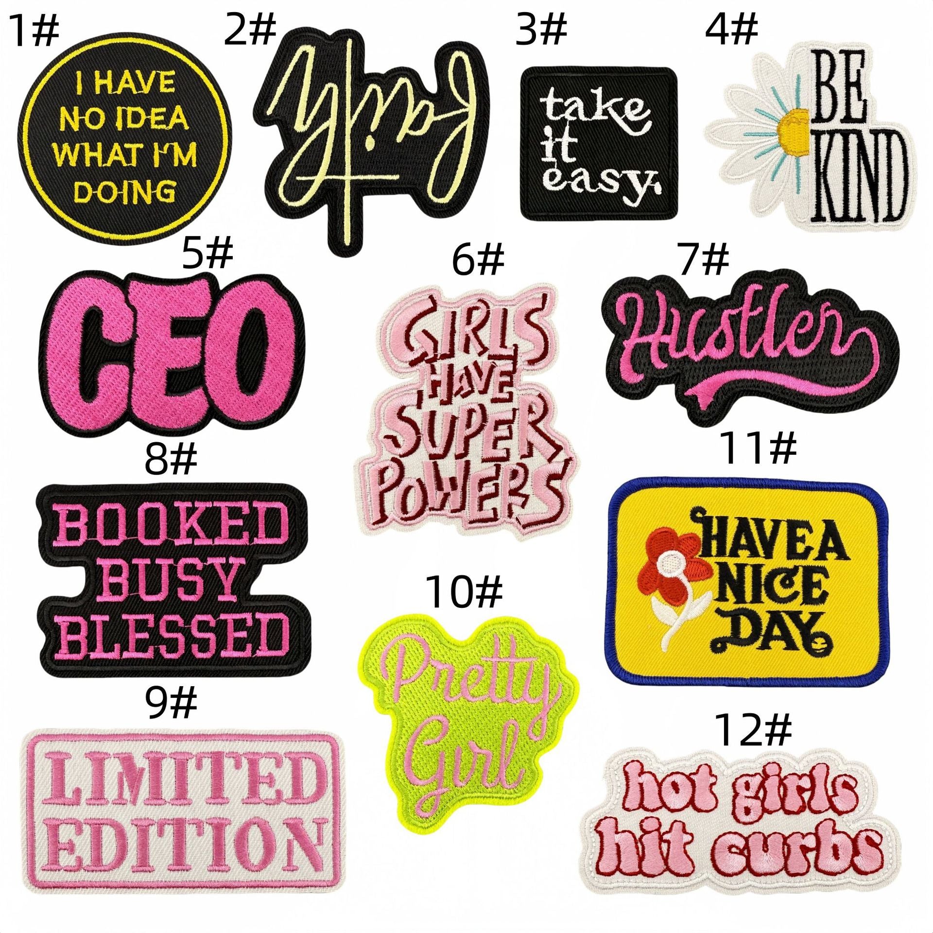 Wholesale Cartoon colored English text DIY Patches
