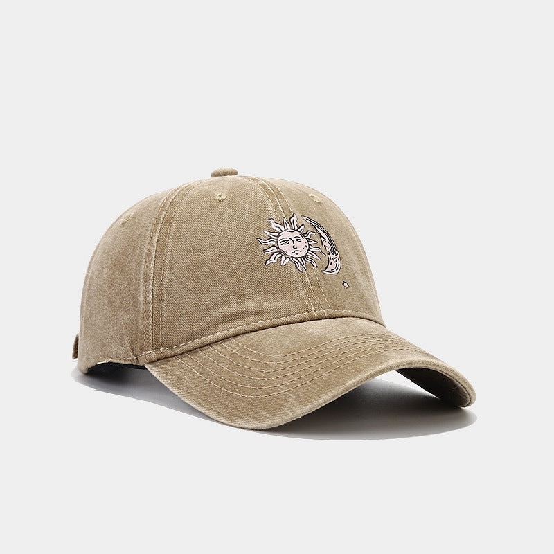 Wholesale Cotton Sun Moon Pattern Soft Top Baseball Cap