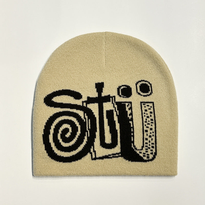 Wholesale Autumn and Winter Dopamine Letter Wool Knitted Hat
