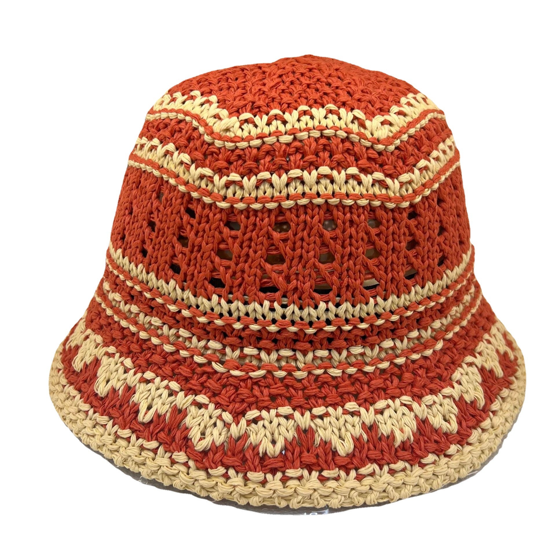 Wholesale Hyuna Style Colorful Stripes Handwoven Vacation Beach Sun Hat