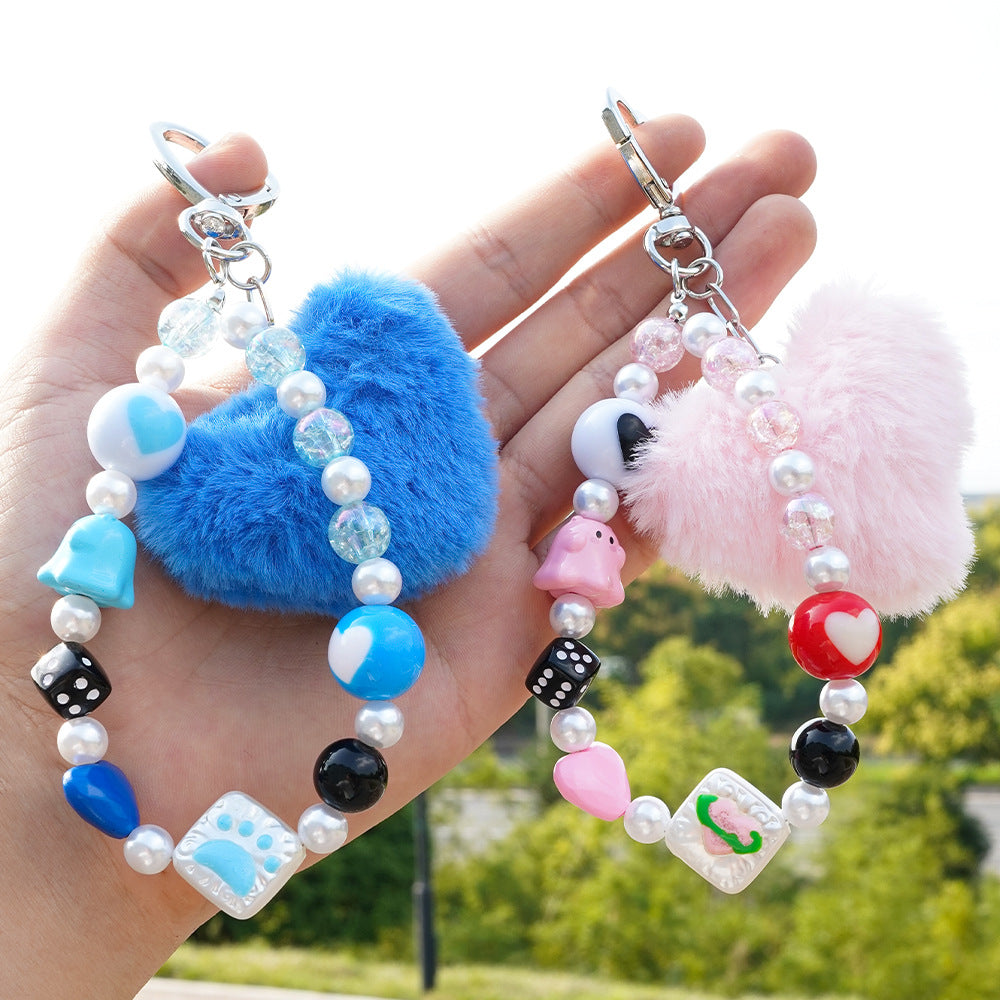 Wholesale Love ball hanging rope acrylic Wristlet Keychain