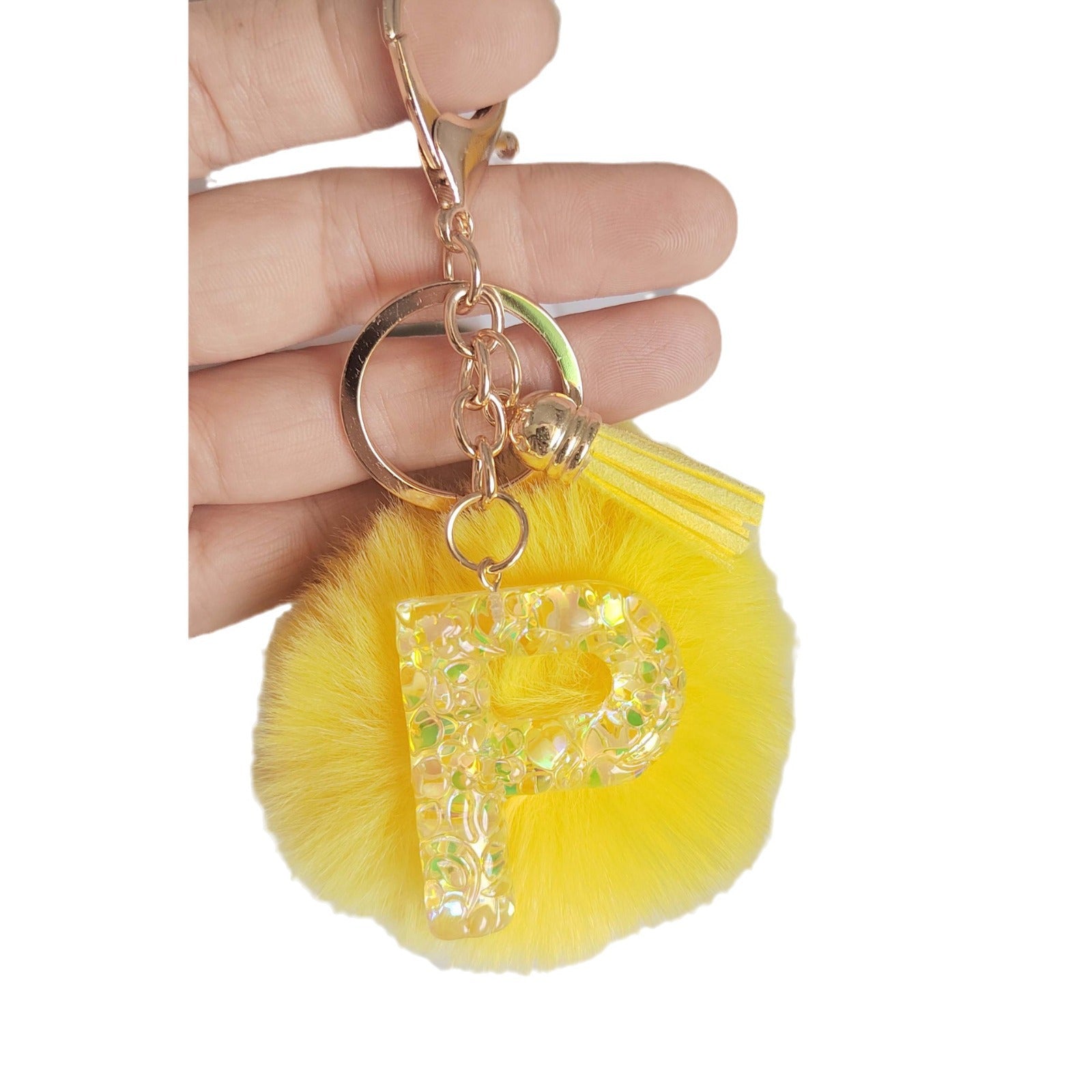 Wholesale Yellow letter ball pendant flower shaped letter keychain