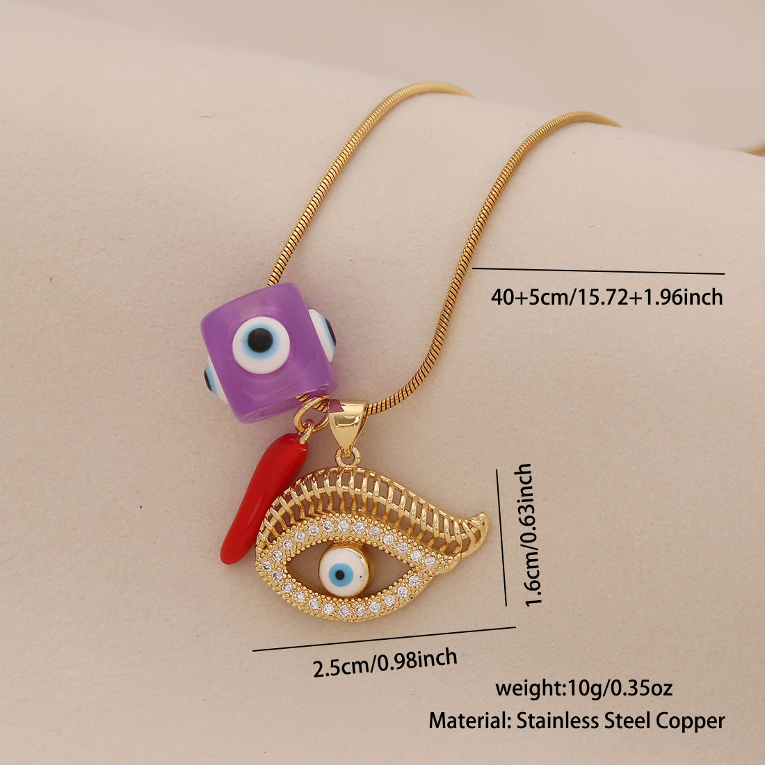 Wholesale Devil' s Eye Necklace Retro Lips Pepper Stainless Steel Clavicle Chain