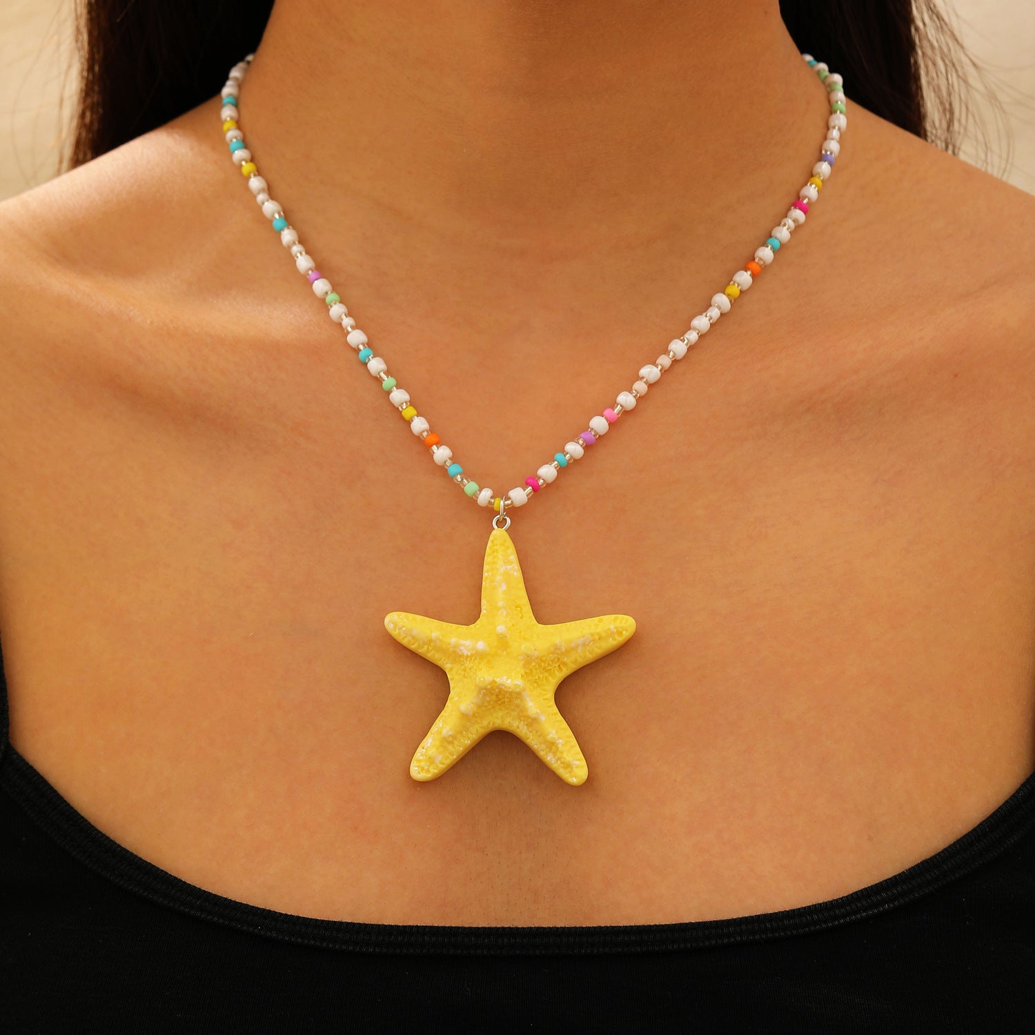Wholesale Electroplated Alloy Bohemian Beach Shell Necklace And Bracelet Set For Women Faux Pearl Starfish Conch Fashion Accessory