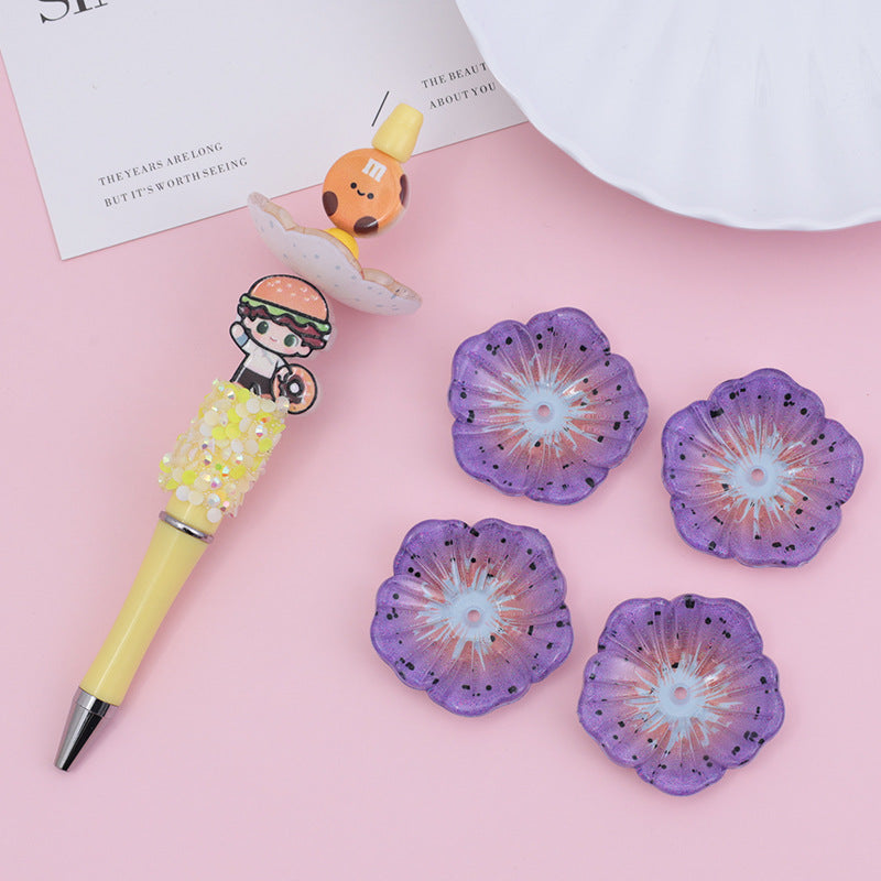 Wholesale 10pcs beaded pen with bead print flowers straight-hole beads