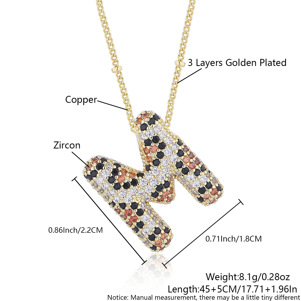 Wholesale Leopard Print Letter Necklace Copper Plated Real Gold Full Diamond Zircon Necklace Fashion English Letter Necklace Women