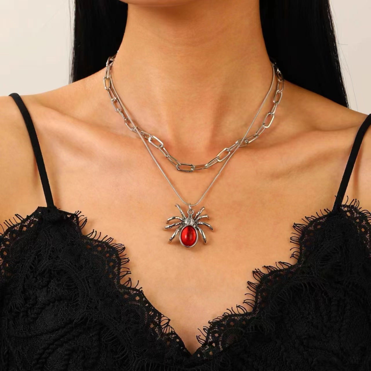 Wholesale Gothic  Jewelry Set Dark Punk  Necklace Bracelet Ring Handmade Zinc Alloy Men Women Trendy Fashion Accessory