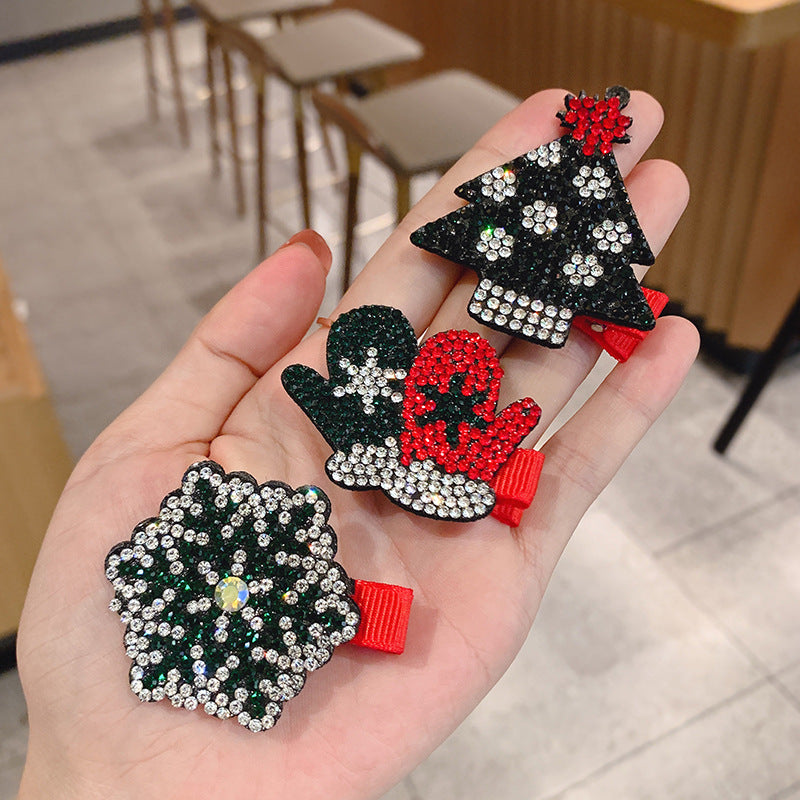 Wholesale Christmas Tree Snowman Fabric Hairpins