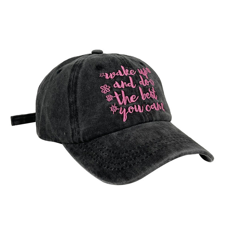 Wholesale Whitewashed Cotton American Retro Letter Vintage Duck Tongue Summer Sunshade Baseball Hat