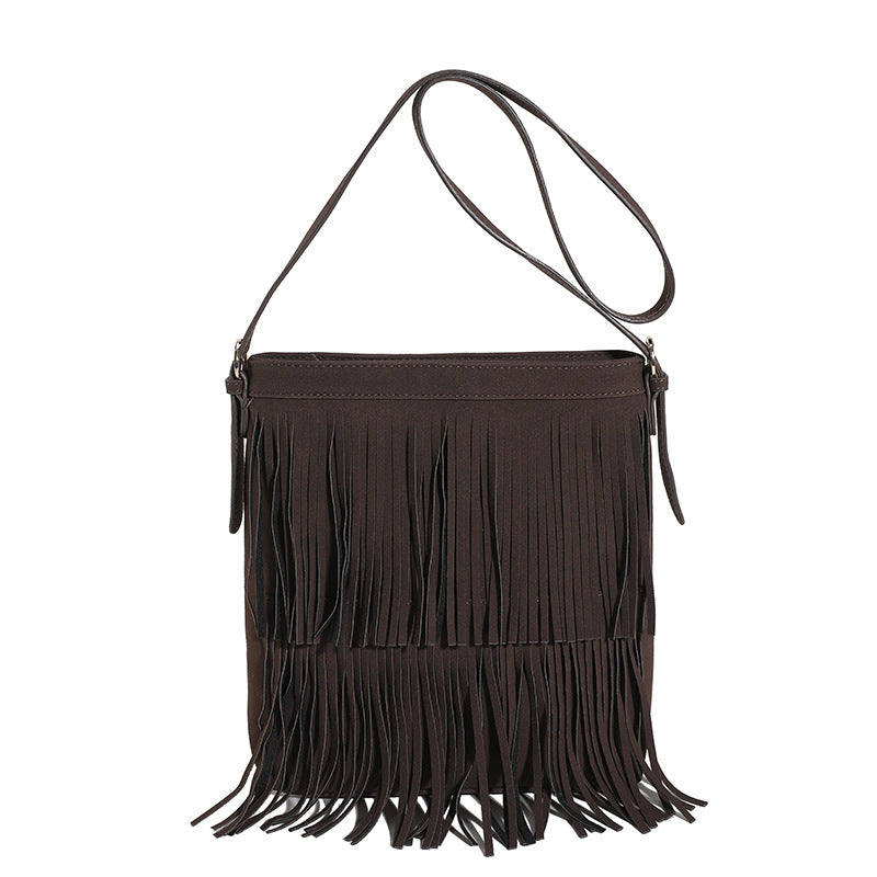 Wholesale 2023 Autumn PU Shoulder Crossbody Bag Tassel Bucket Bag