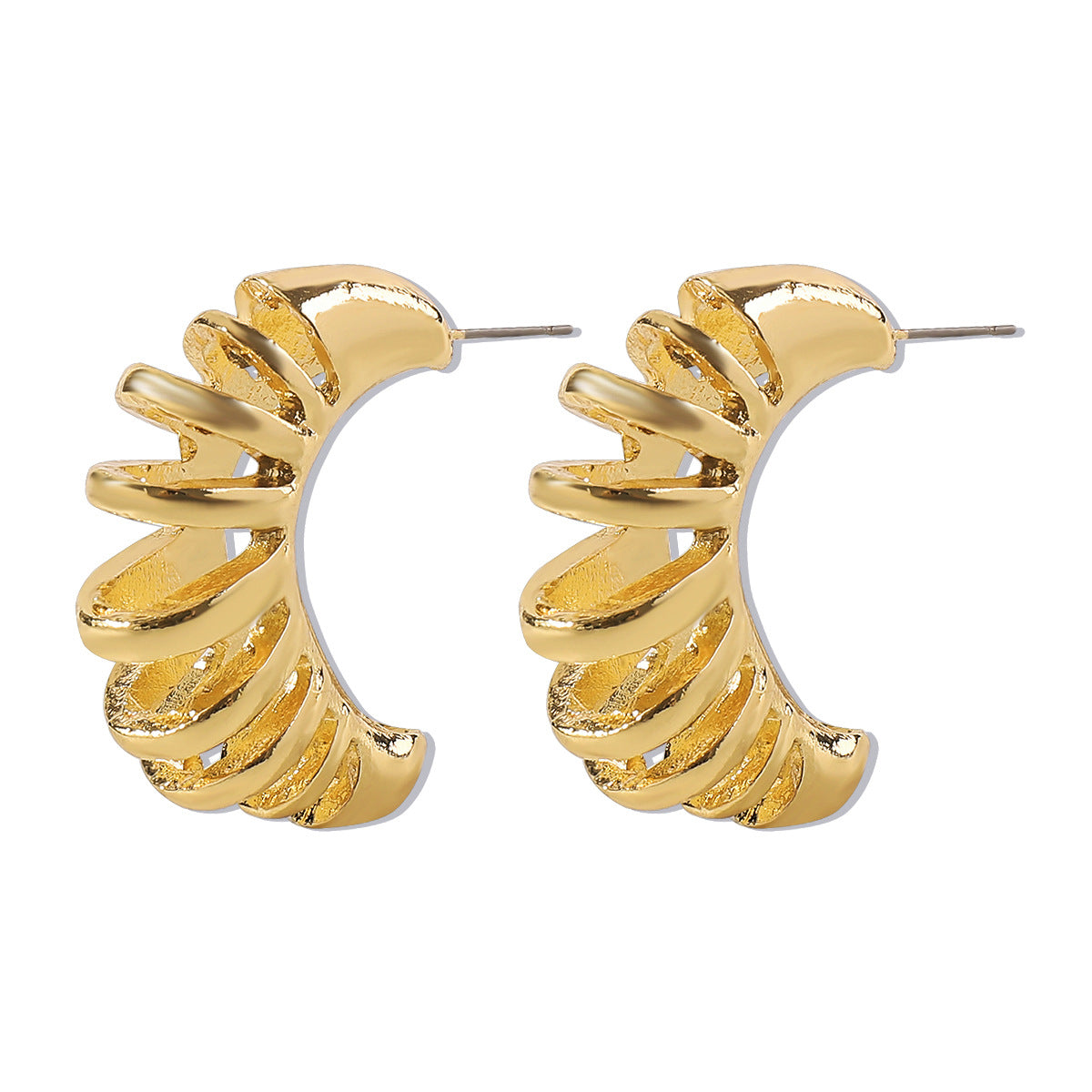 Wholesale Vintage Hollow C-Shaped Thread Spring Earrings