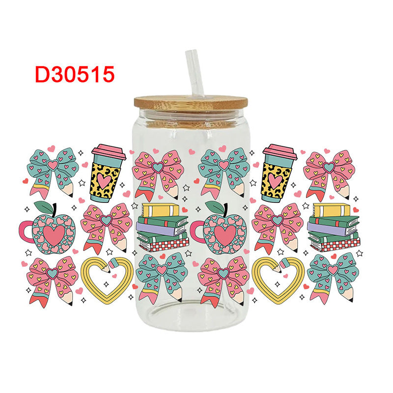 Wholesale Stationery and Beverage Teacher's Day 16oz Cup UV DTF Wraps