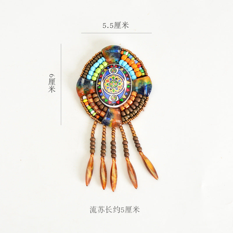 Wholesale DIY Handmade Beaded Cloth Patch Bohemian Tassel Hat Clothing Decoration