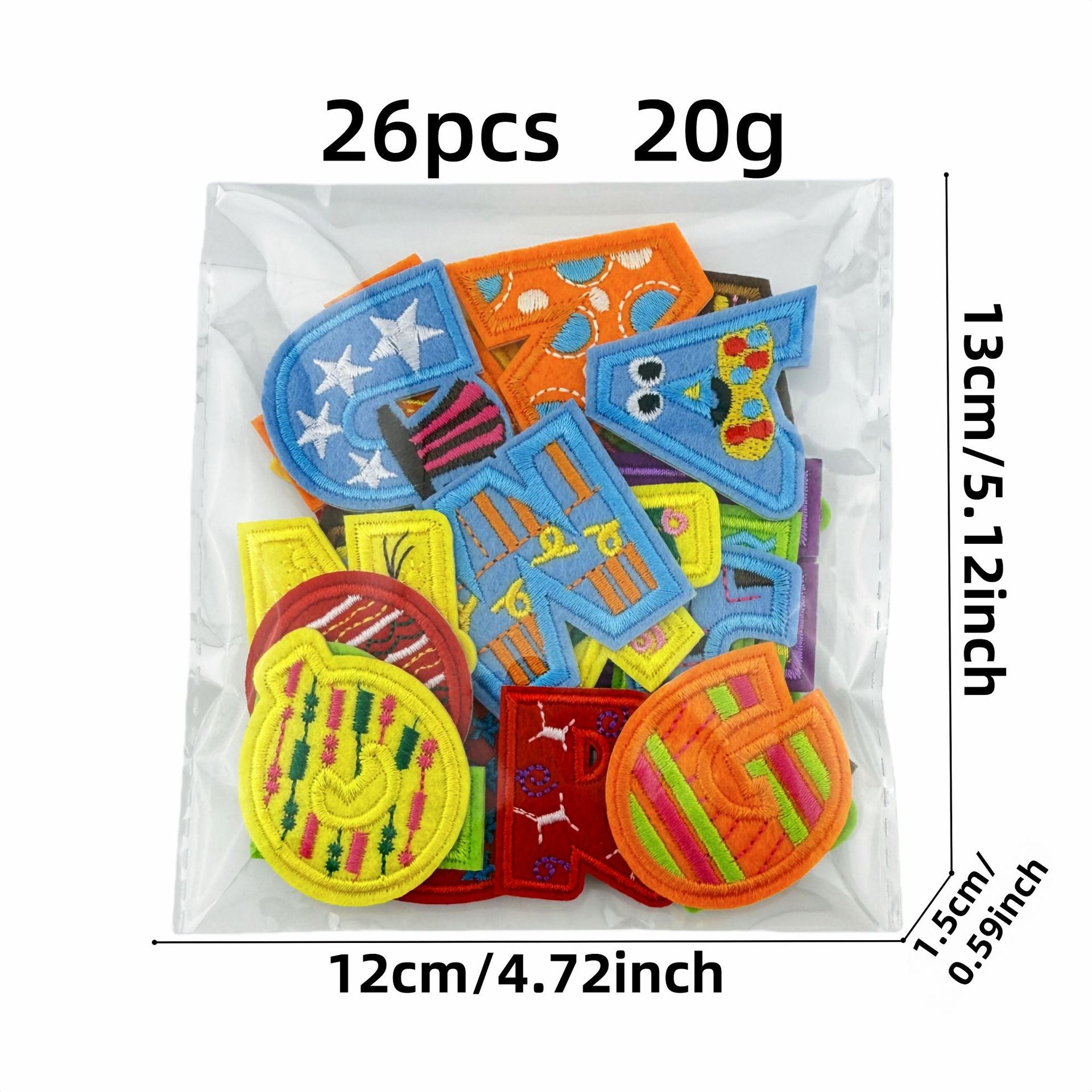 Wholesale Polyester Cartoon Alphabet Embroidery Patches Iron On DIY Clothing Bag Accessory