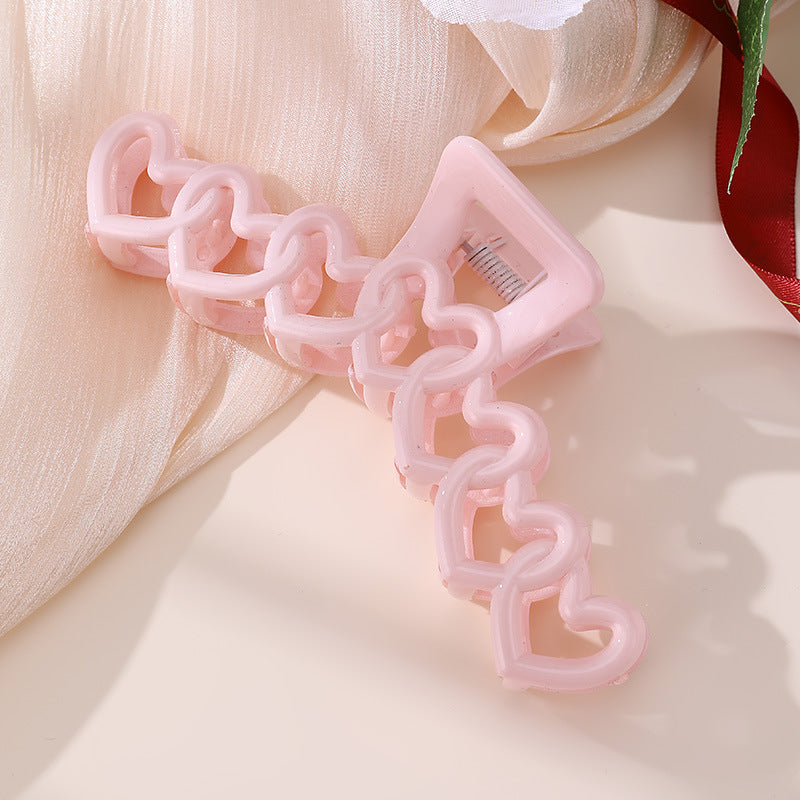 Wholesale Valentine's Day Girl Pink Love Sweet Cute Elegant Shark Clip Back of Head Hair Accessories Hair Clip