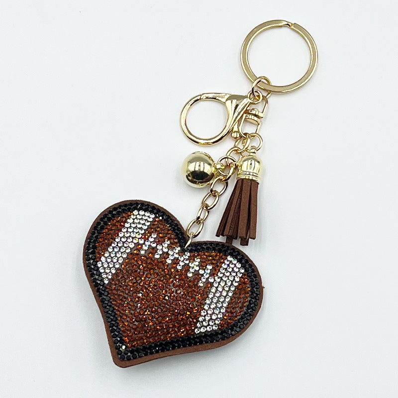 Wholesale Rhinestone Heart Keychain Tassel Pendant in Sports Style