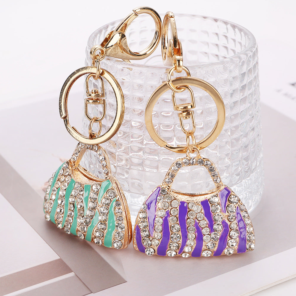 Wholesale Rhinestone Leopard Print Creative Bag Car Keychain