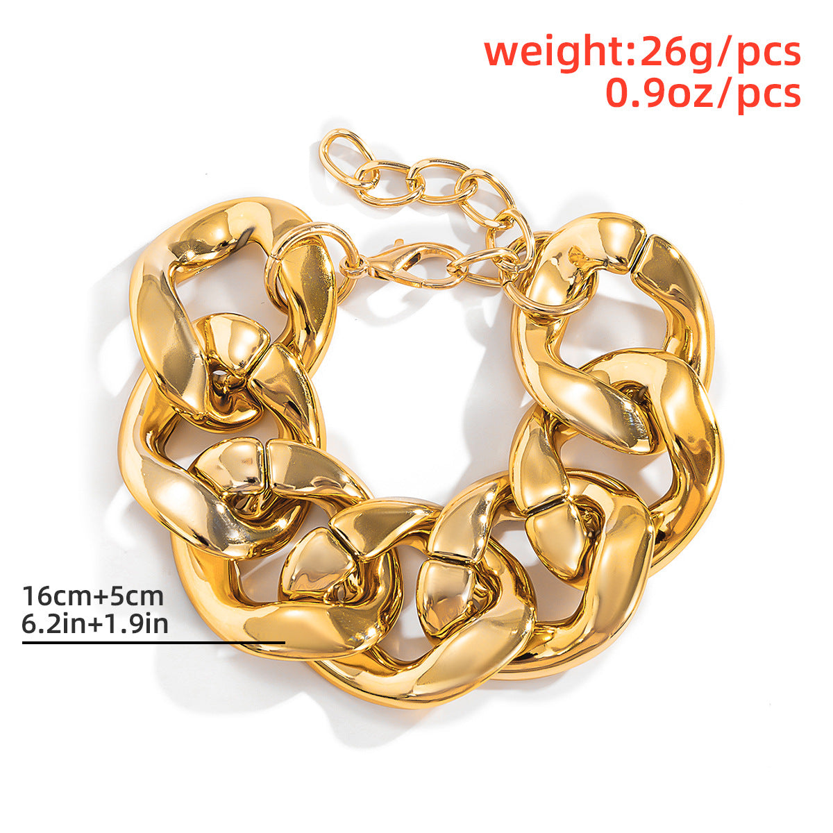 Wholesale Punk Exaggerated Metal Geometric Hollow Thick Chain Single Layer Bracelet