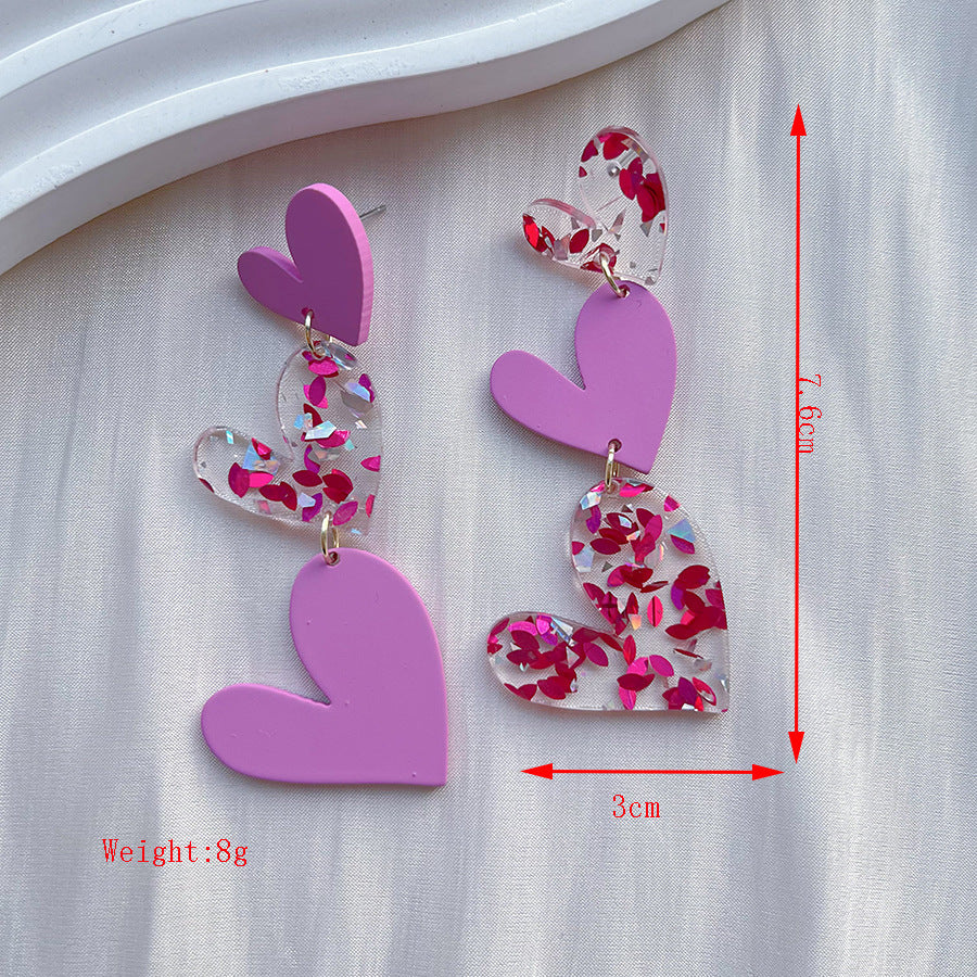 Wholesale Valentine' s Day Pink Irregular Love Acrylic Earrings