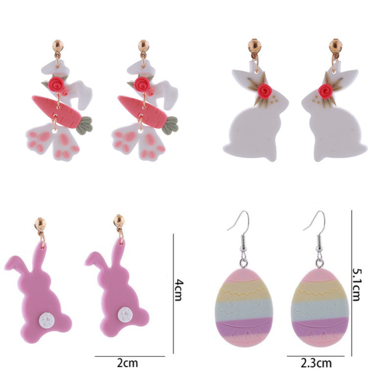Wholesale Easter Cute Rabbit Easter Egg Carrot Earrings