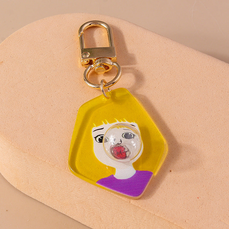Wholesale Cartoon Bubble Girl Plastic Keychain