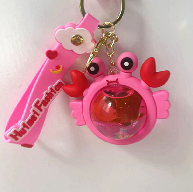 Wholesale Acrylic Floating Cartoon Crab Liquid Keychain