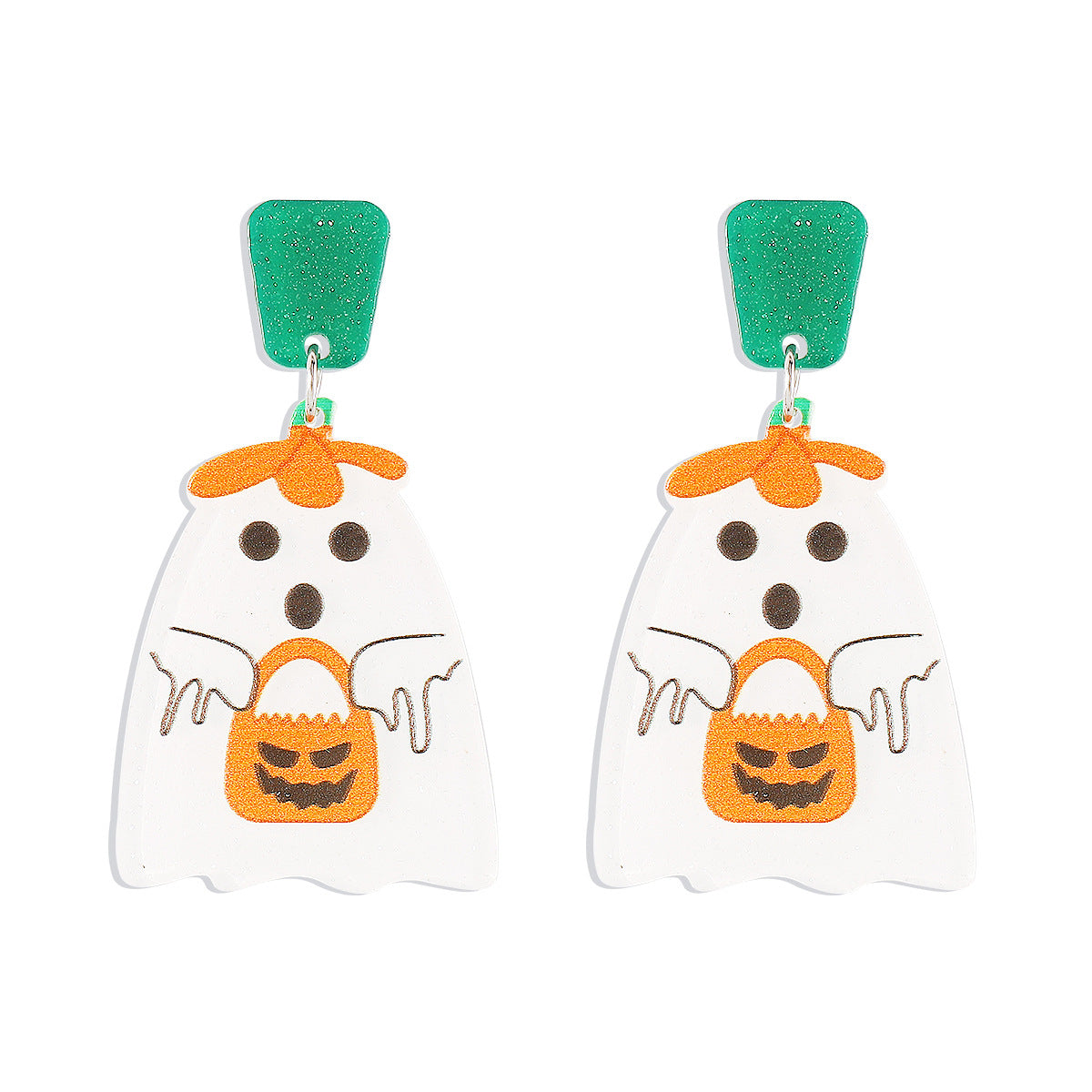 Wholesale Funny Cartoon Halloween Party Dark Pumpkin Ghost Letter Skull Earrings