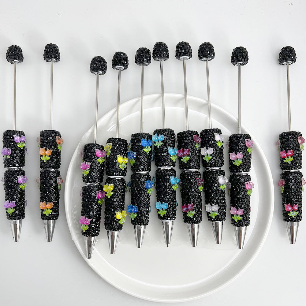 Wholesale Tulips studded with diamonds Beadable Pens DIY Beadable