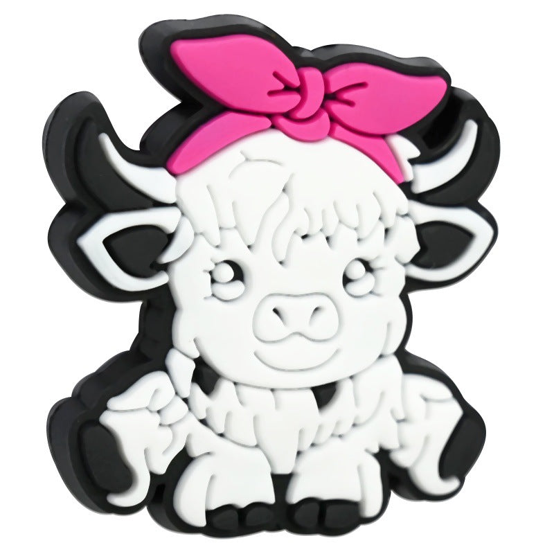 Wholesale Random 100pcs/pack  Highland Cow Series Student Stationery Decorative Beads