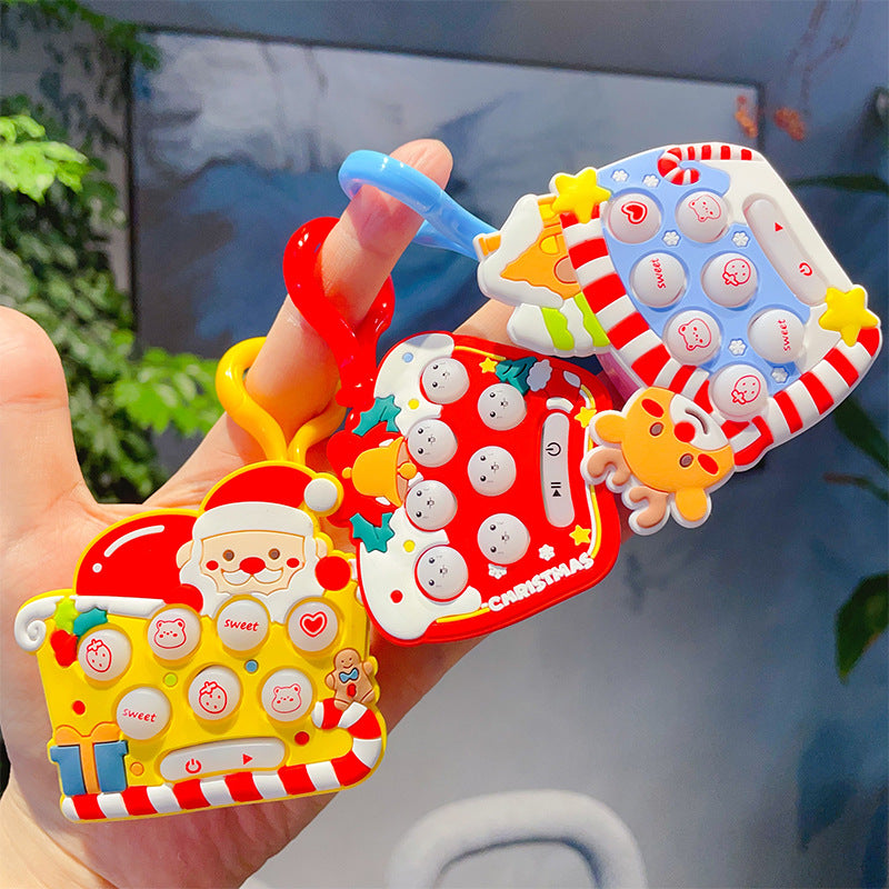Wholesale Christmas Series Decompression Whack-a-mole Game Console Plastic Keychain