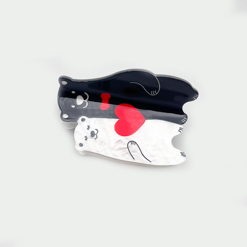Wholesale New Valentine's Day Acrylic Grab Clip Love Bear Romantic Tonal Cute Girl's Hair Shark Clip
