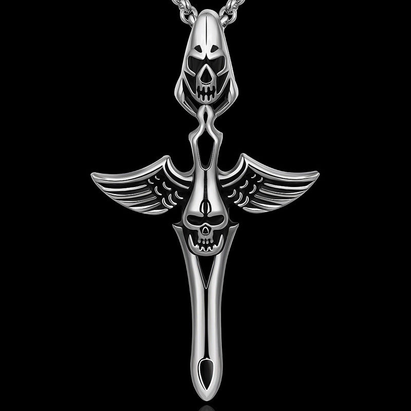 Wholesale Creative angel and devil necklace Men's retro fashion jewelry