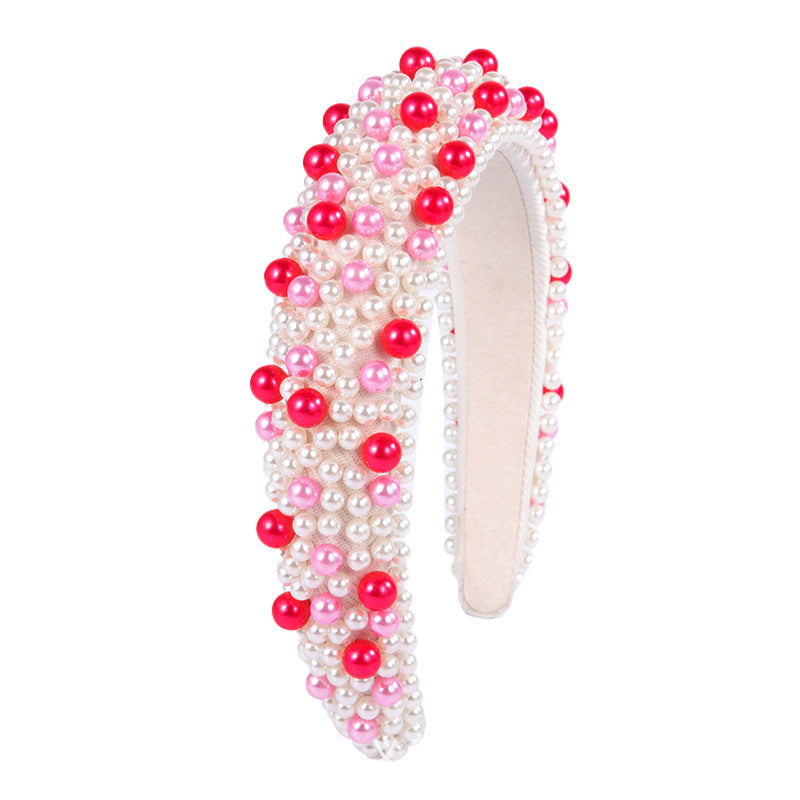 Wholesale Heavy Industry Headband Baroque Sponge Pearl Wide Brim Headband