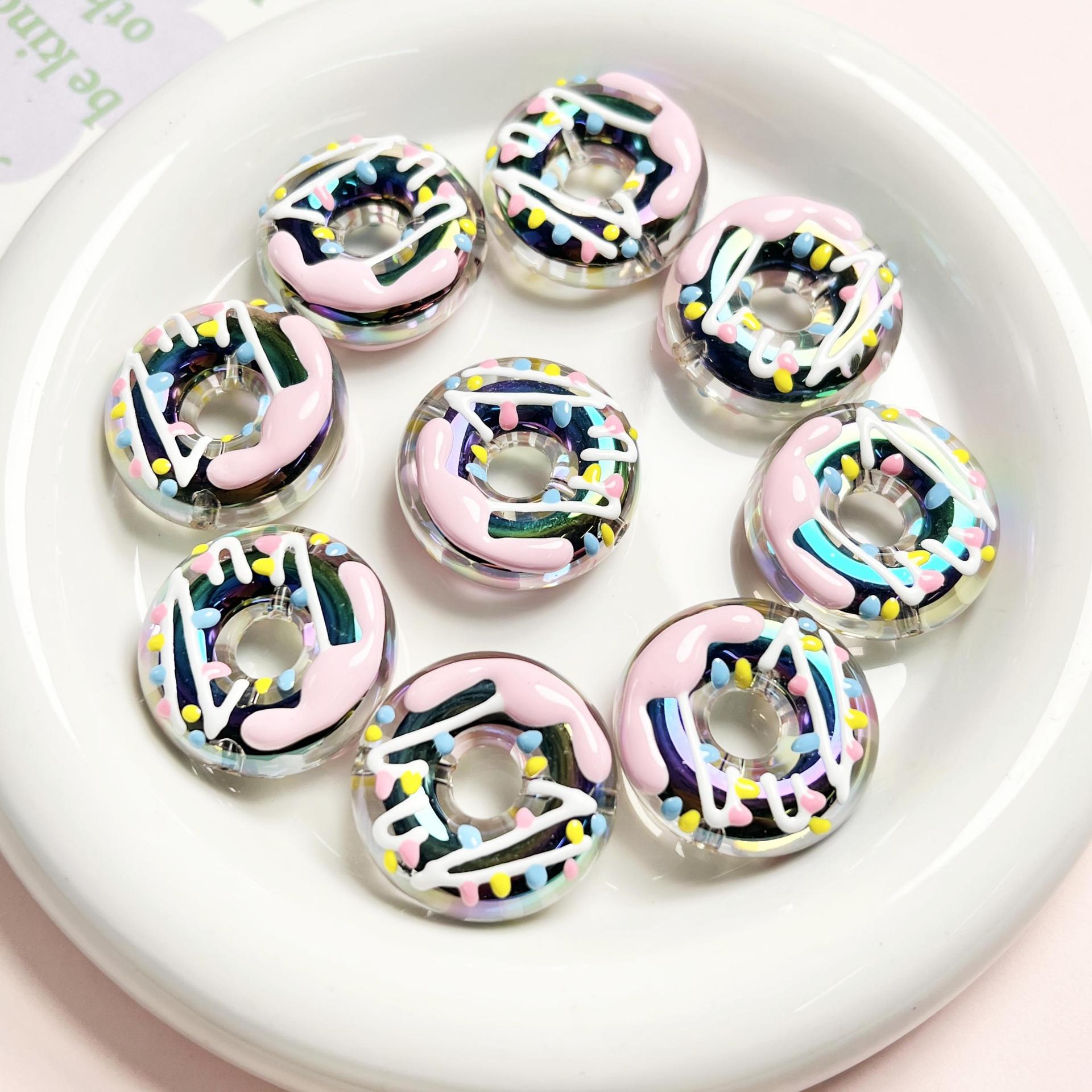 Wholesale Colored Heavy Industry Handdrawn Donut Acrylic Beads