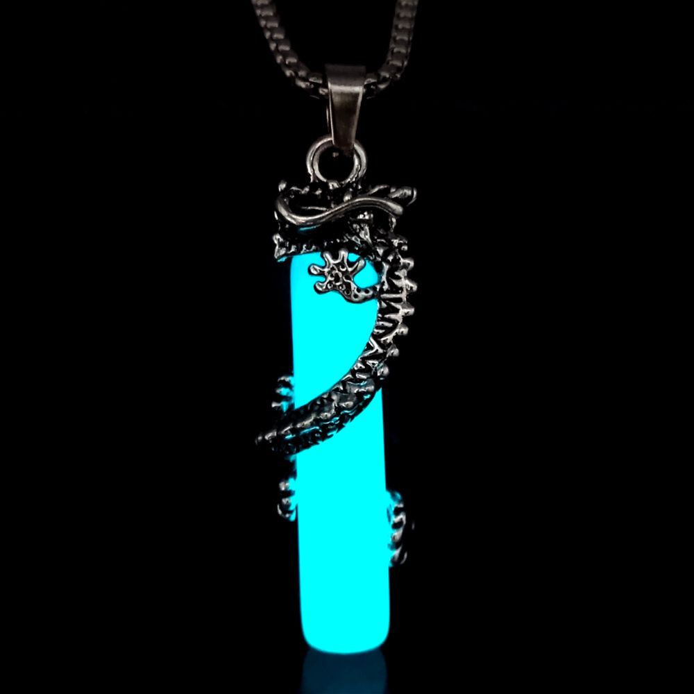 Wholesale Luminous Dragon Pendant Three-dimensional  Cylindrical  Men's Necklace