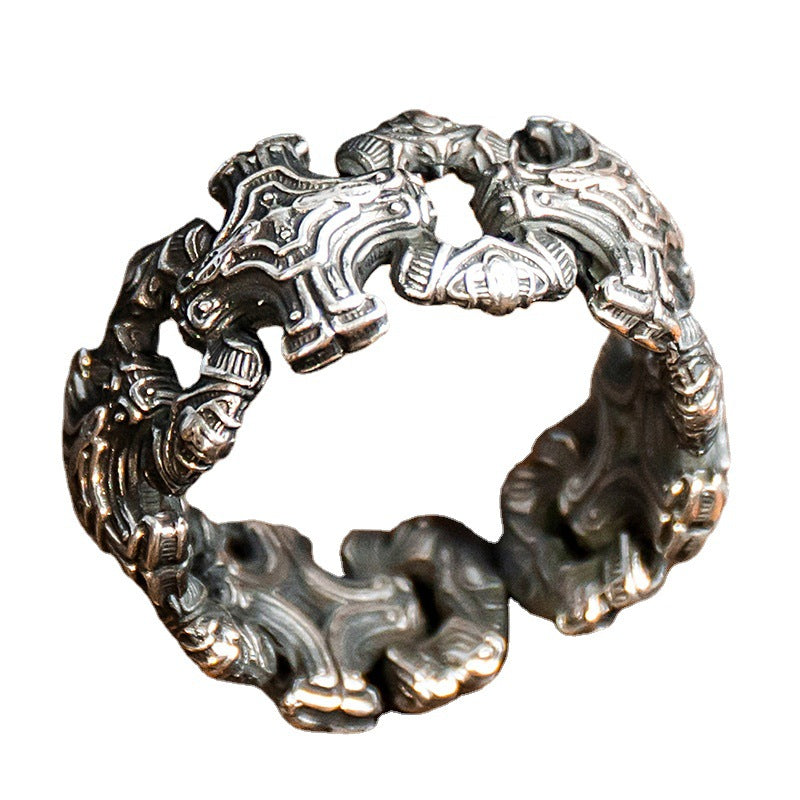 Wholesale Men's trendy all-match cross ring high-end design retro style male and female couple confession ring