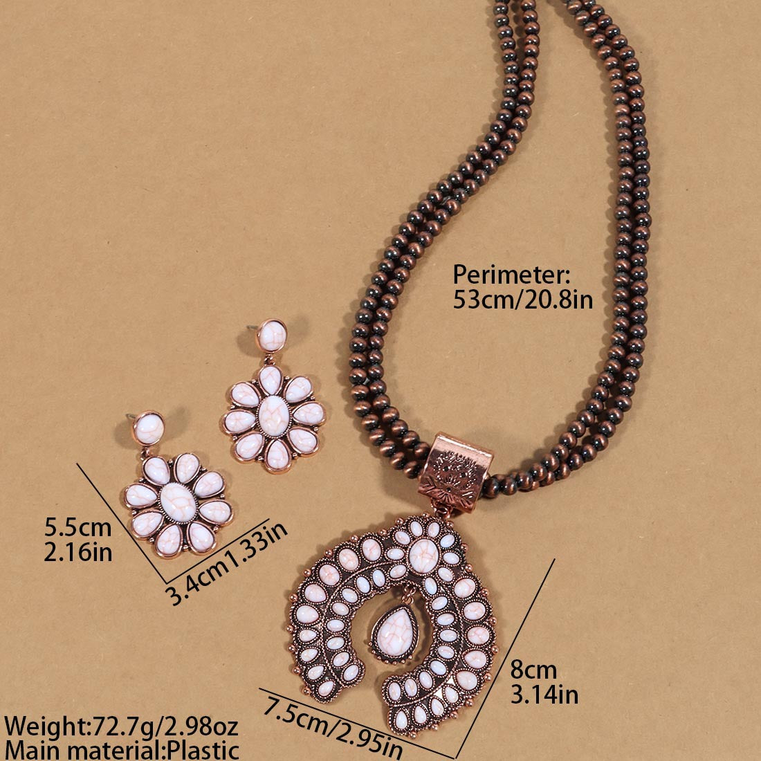 Wholesale Vintage Floral Statement Necklace And Earring Set Retro Western Style Jewelry Accessory Party Wear