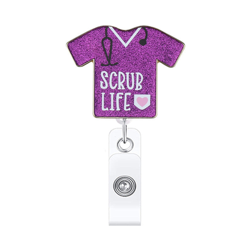 Wholesale Leopard Print Medical Stethoscope Badge Scroll Retractable ABS Keychain