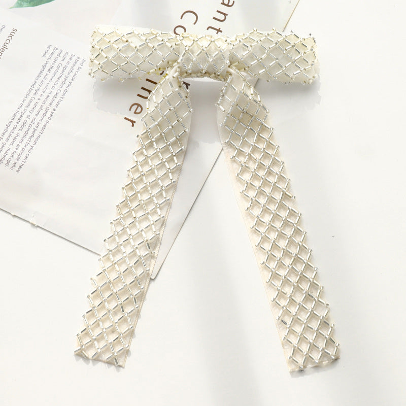 Wholesale women's Spring and summer handmade pearl top clip beaded ponytail clip