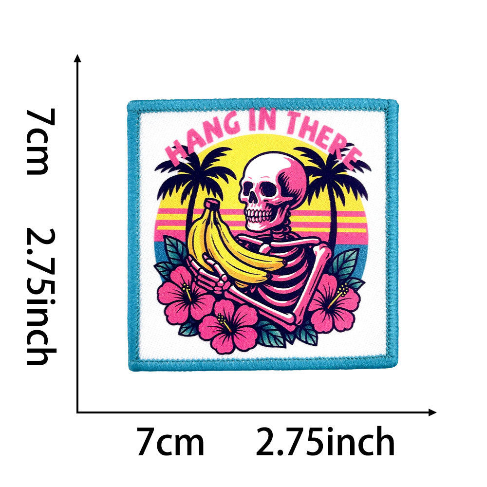 Wholesale Trendy Beach Skull Coffee Mom Theme Iron On Embroidered Patch DIY Decorative Accent For Bags And Coats Resale