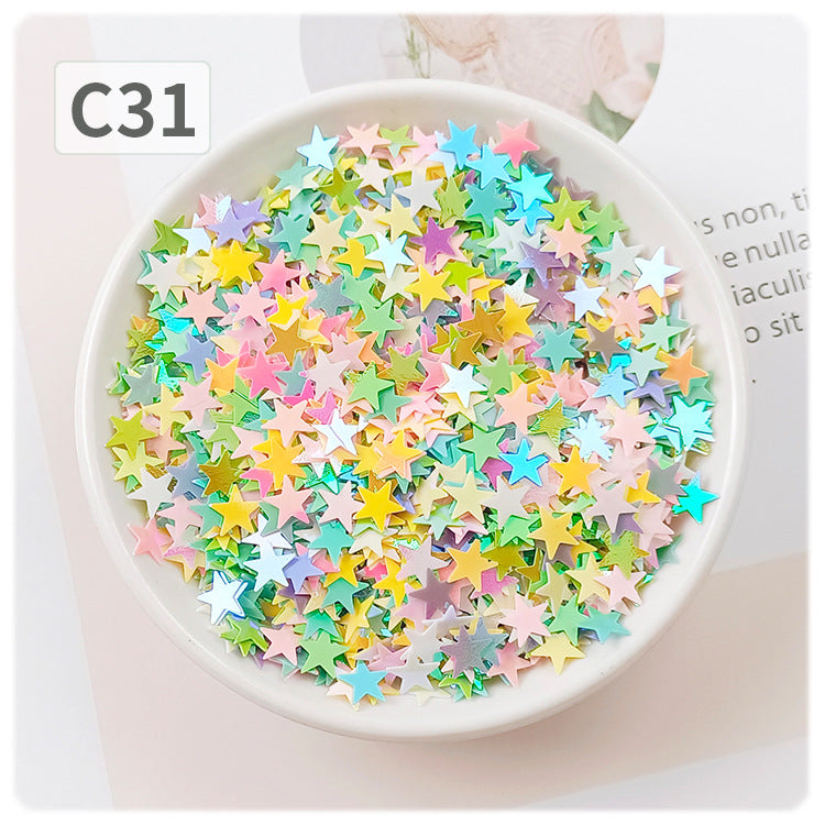 Wholesale DIY oil painting sequins starry sky scattering five-pointed star gold light flat non-porous sheet