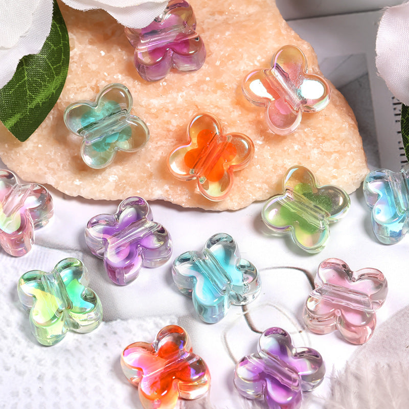 Wholesale 30pcs Acrylic Bubble Dye Core Lantern Beads Four-leaf Clover Beads DIY Loose Beads