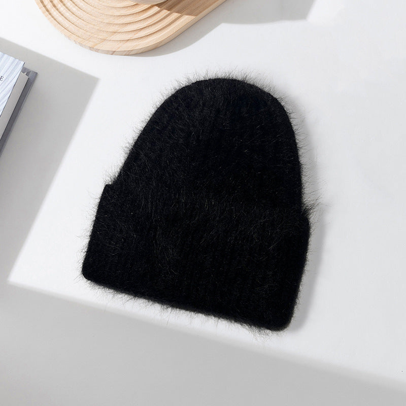 Wholesale Rabbit Fur Girls Knitted Long Plush Hat